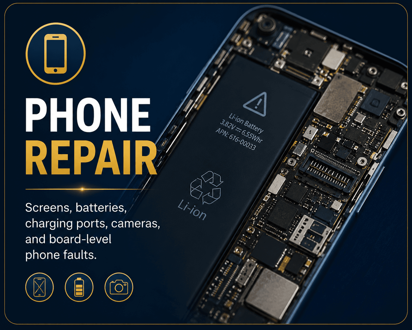 PixelNation phone repair in Emporia KS for screens batteries charging ports and board-level diagnostics